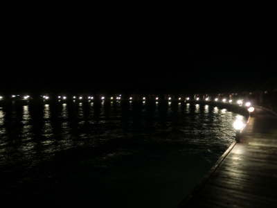 Water Bungalows by night