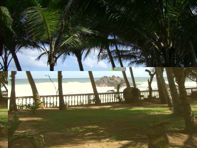 Blick aus den Cabanas zum Strand